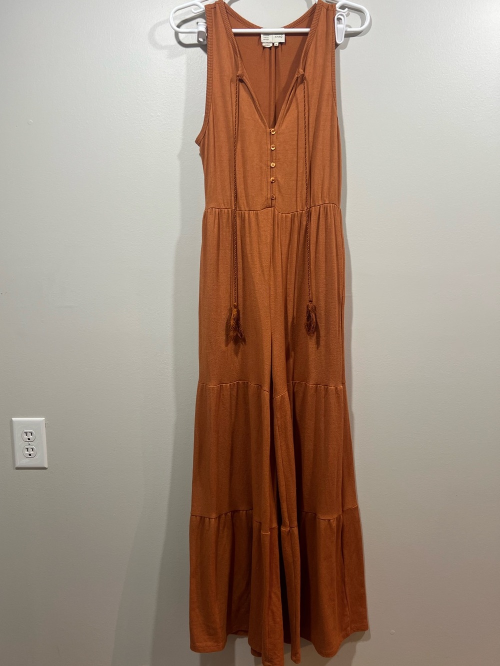 Anthropologie Saturday Sunday Rust-Toned Sleeveless Tie-Front Jumpsuit XS